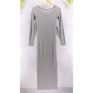 Allsaints Women's Rina Long Sleeve Ribbed Scoop Neck Maxi Dress Gray Size 2